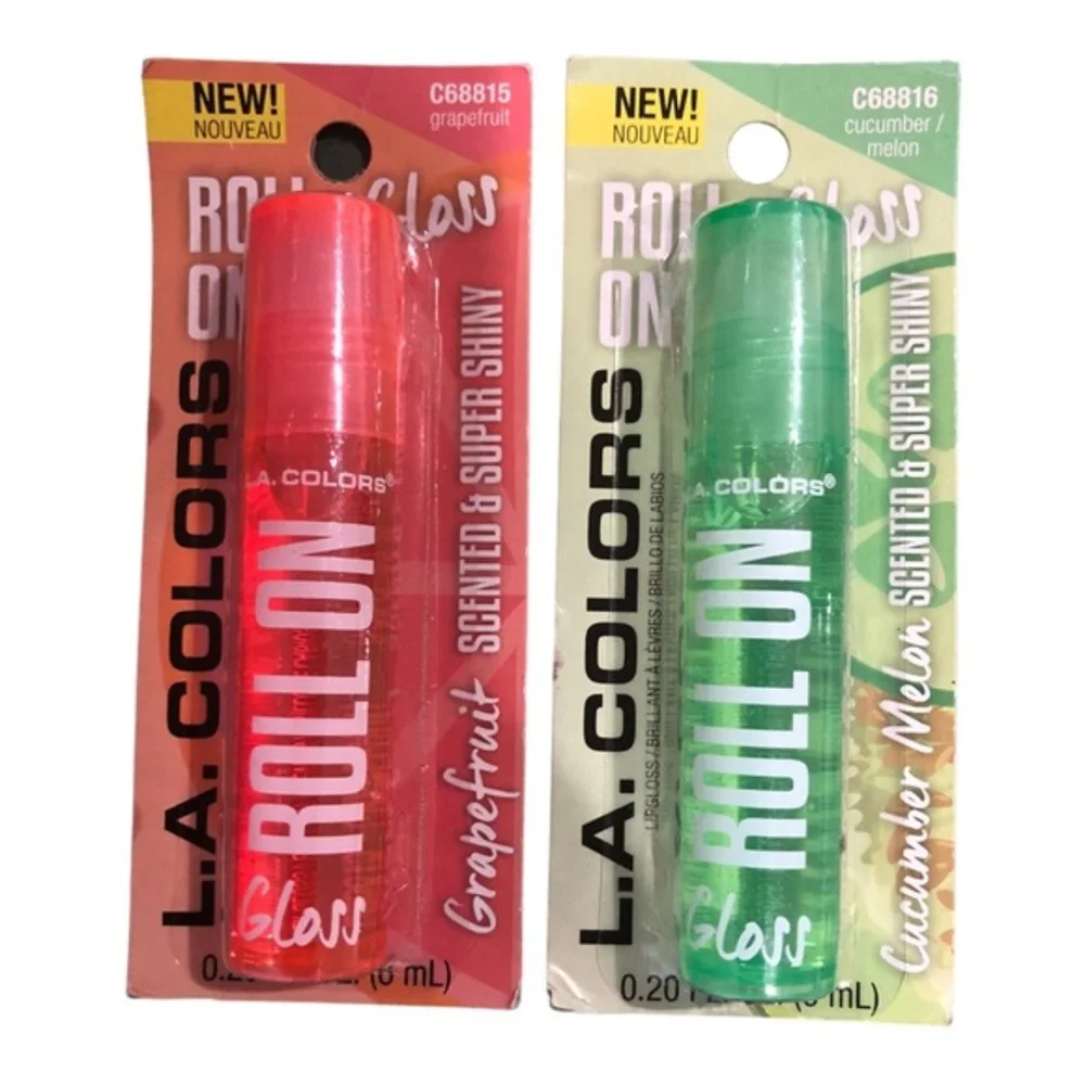 3pk grapefruit & cucumber/melon flavored scented & super shiny roll-on lip gloss